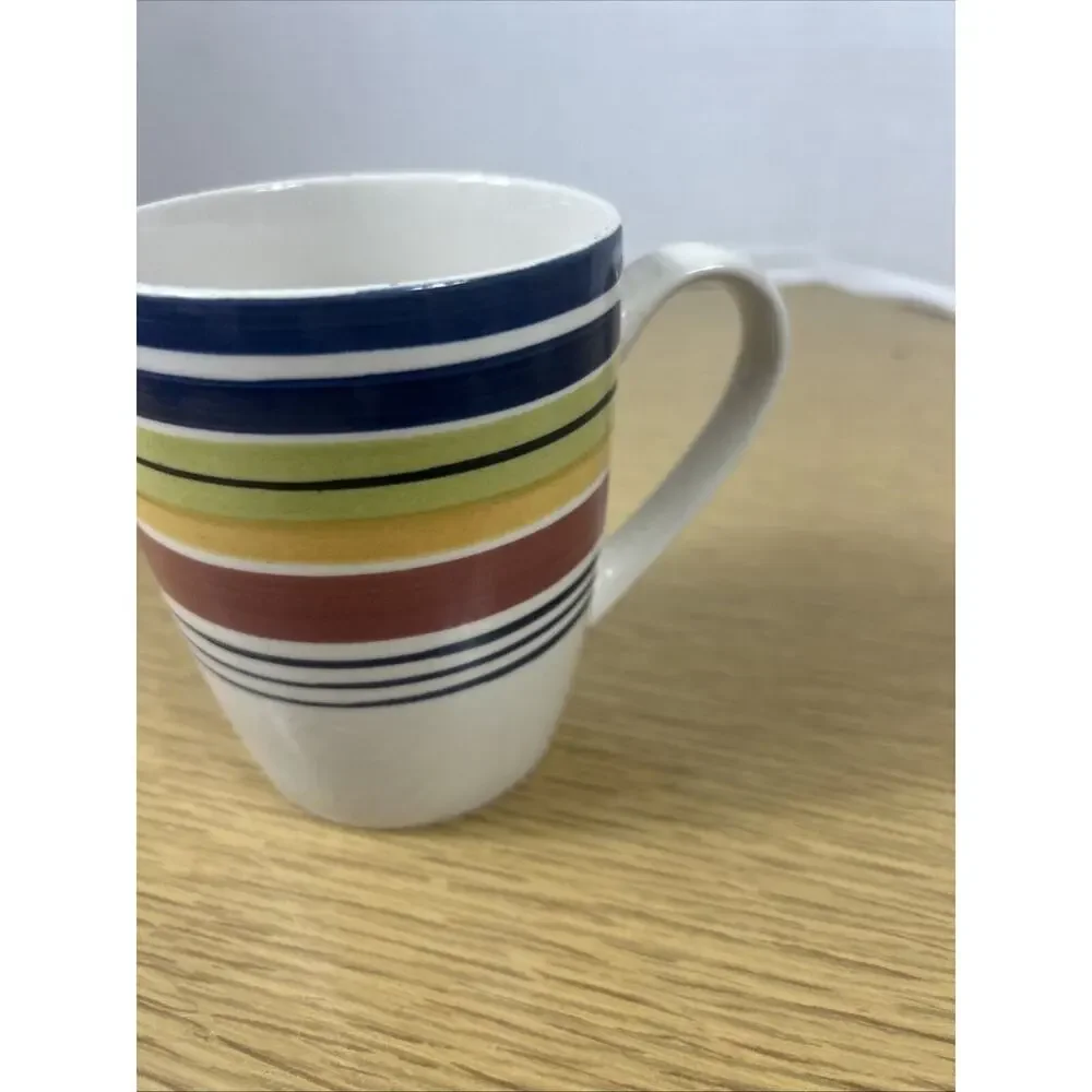 Pier 1 Coffee Mugs Horizontal Stripes Set of 4